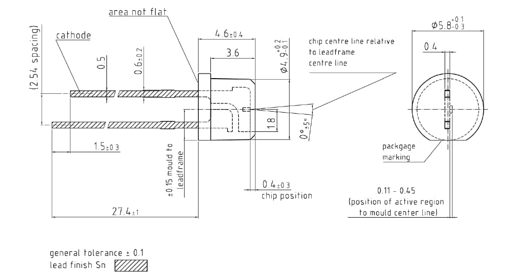 Plan mécanique - ams OSRAM  Diode laser radiale T1 3/4 SPL PL90AT03
